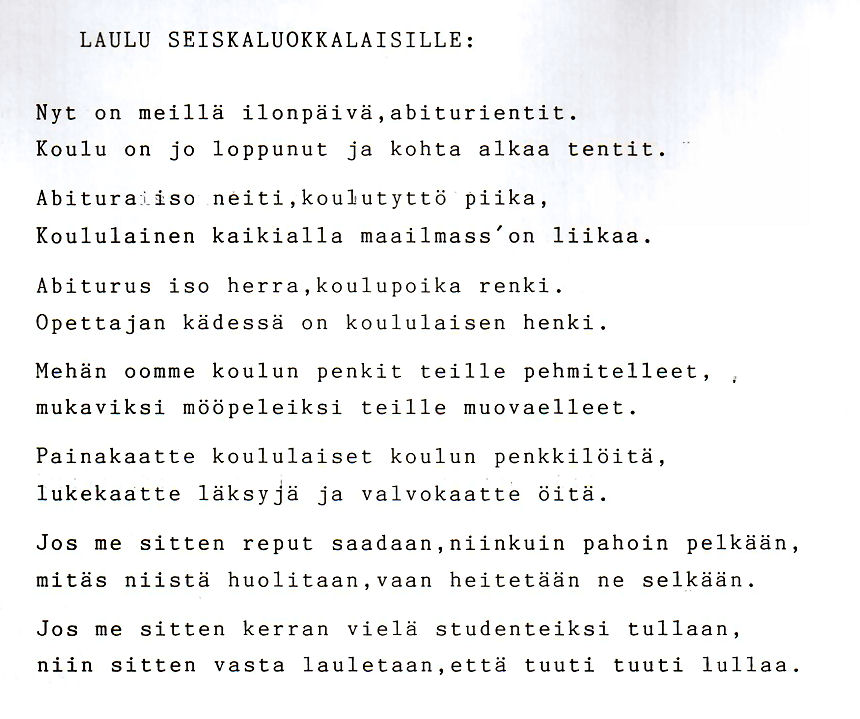 1947 karonkkalauluja seiskoille