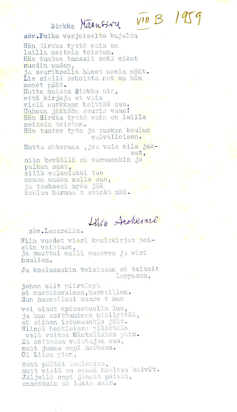 1959 laulut