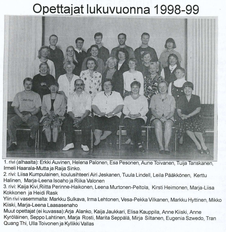 YHTEISKOULUN OPETTAJAT JA HENKIL�KUNTA 1998-1999