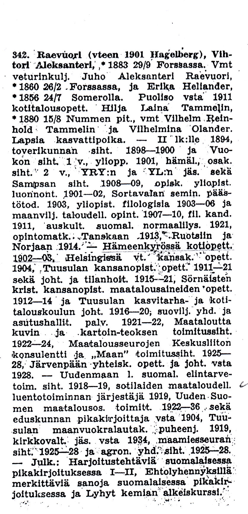 Raevuoren matrikkelitietoja