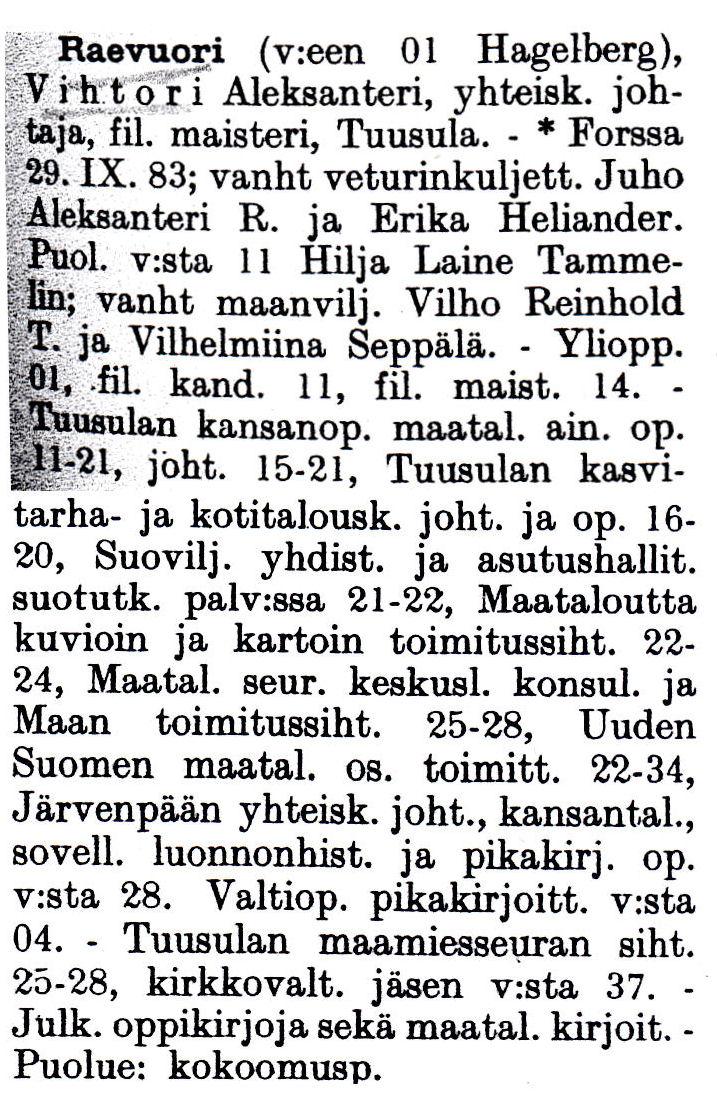 Raevuoren matrikkelitietoja