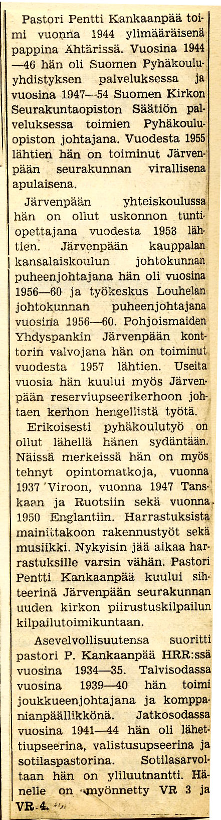 Pentti Kankaanp�� lehtileike