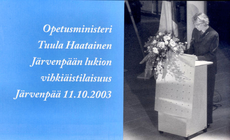 Opetusministeri Tuula Haatainen 11.10.2003