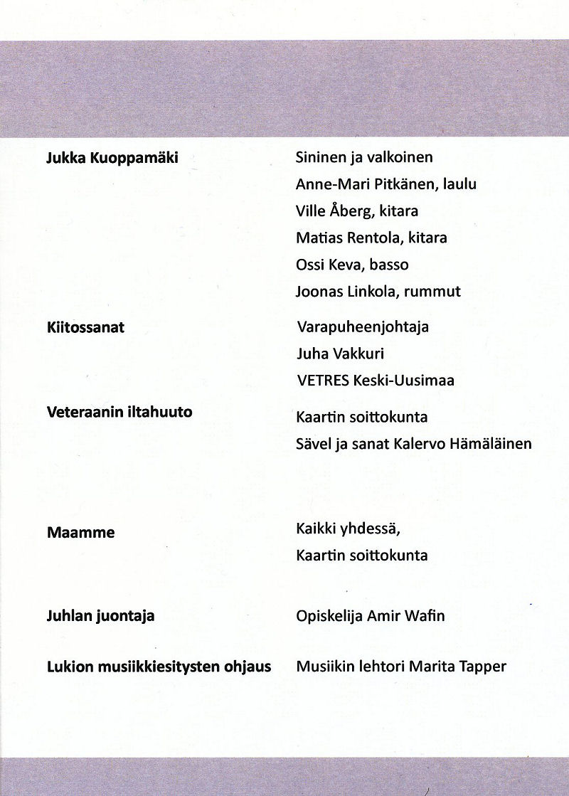 Itsen�isyysjuhlan ohjelma