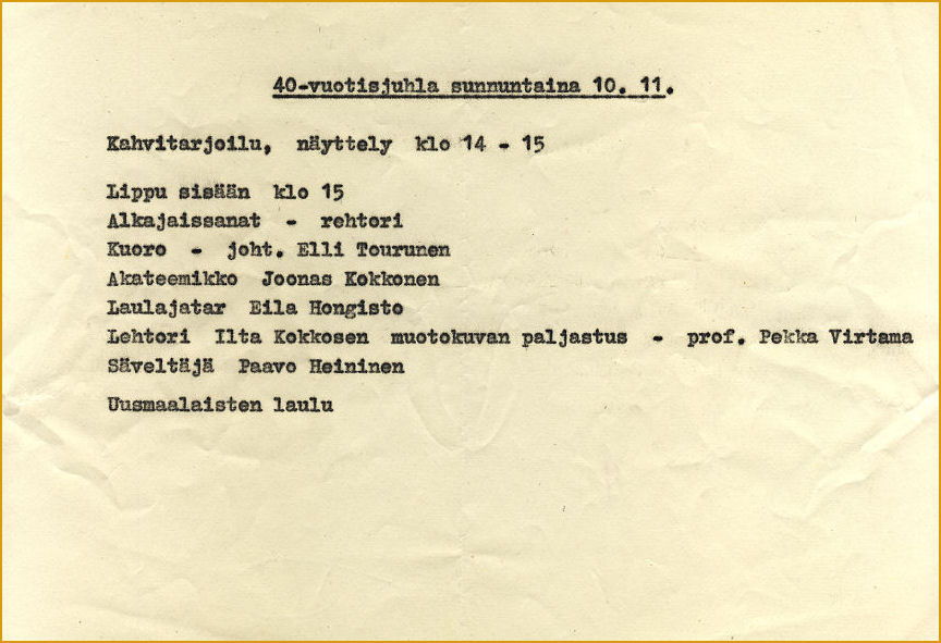 P��juhlan ohjelma