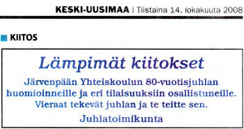 kiitokset