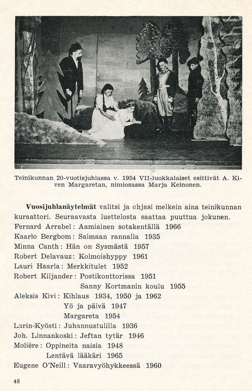 Näytelmäluettelo 50v aikana