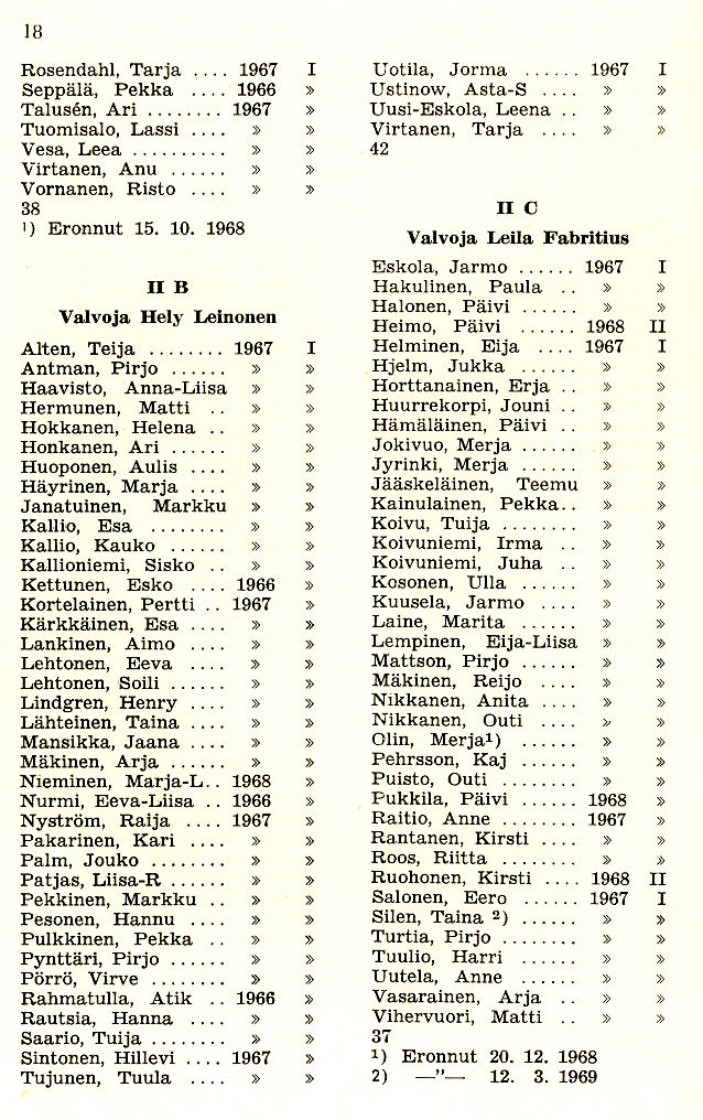 Oppilasluettelo 1968-69 sivu 3