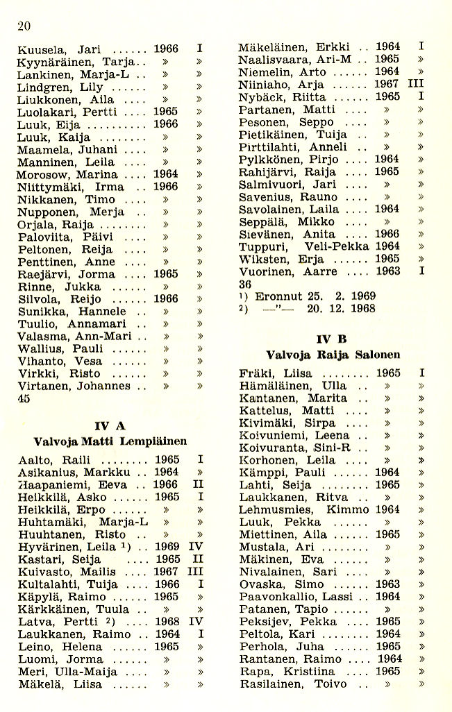 Oppilasluettelo 1968-69 sivu 5