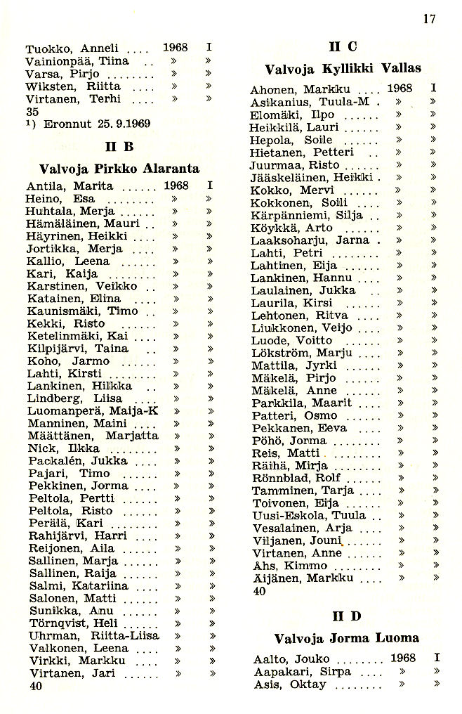 Oppilasluettelo 1969-70 sivu 3