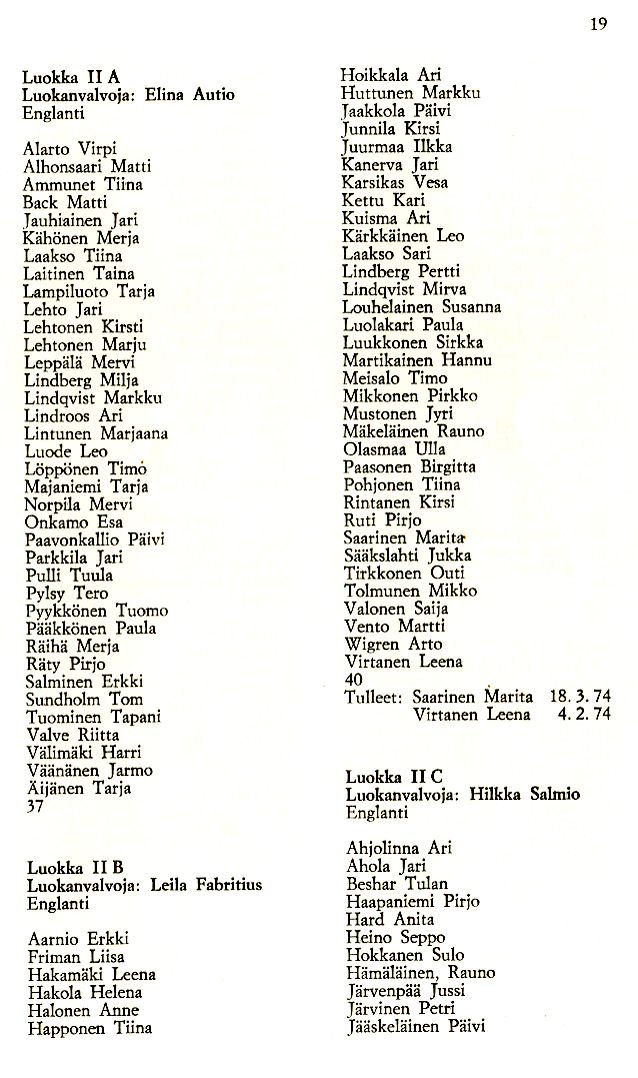 Oppilasluettelo 1973-74 sivu 3