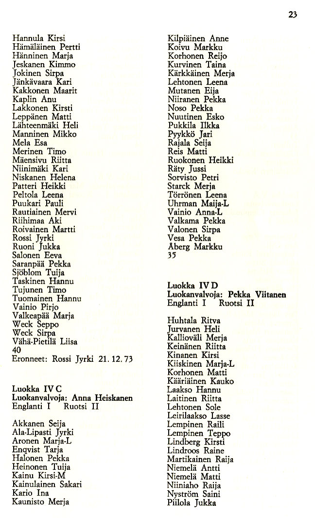 Oppilasluettelo 1973-74 sivu 7