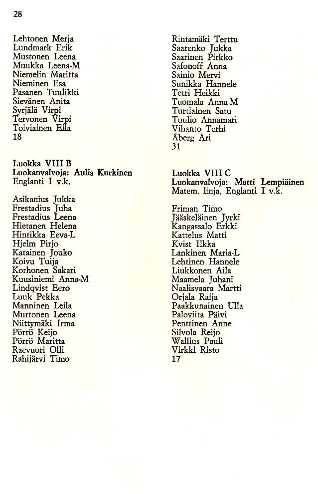 Oppilasluettelo 1973-74 sivu 12
