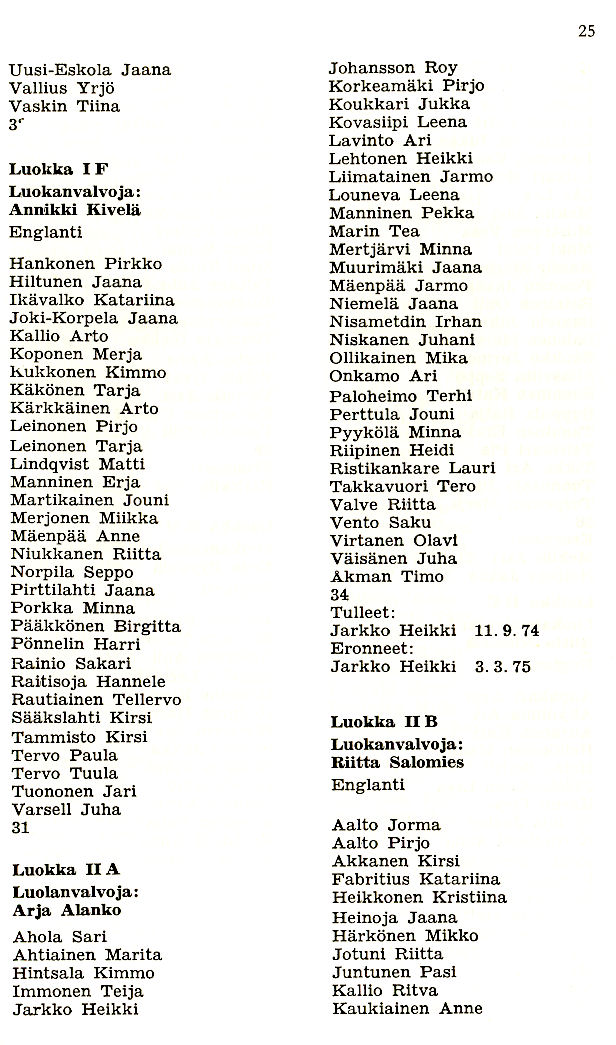 Oppilasluettelo 1974-75 sivu 3