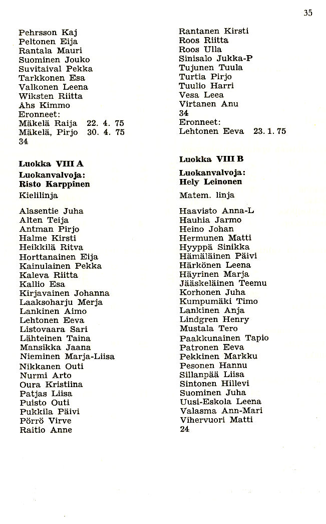 Oppilasluettelo 1974-75 sivu 13