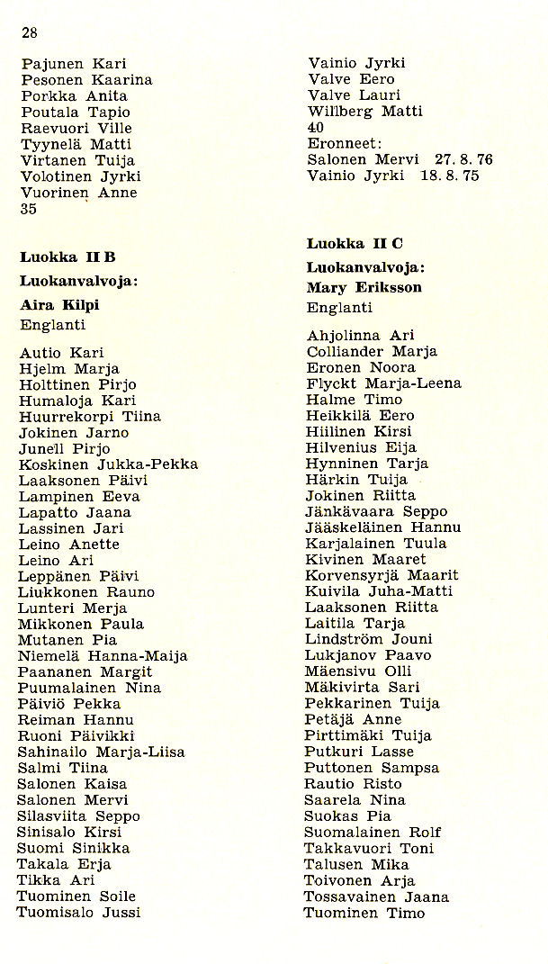 Oppilasluettelo 1975-76 sivu 4