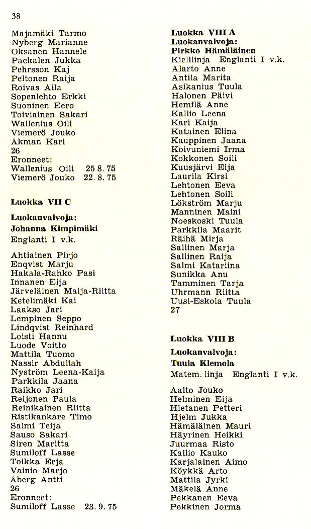 Oppilasluettelo 1975-76 sivu 14