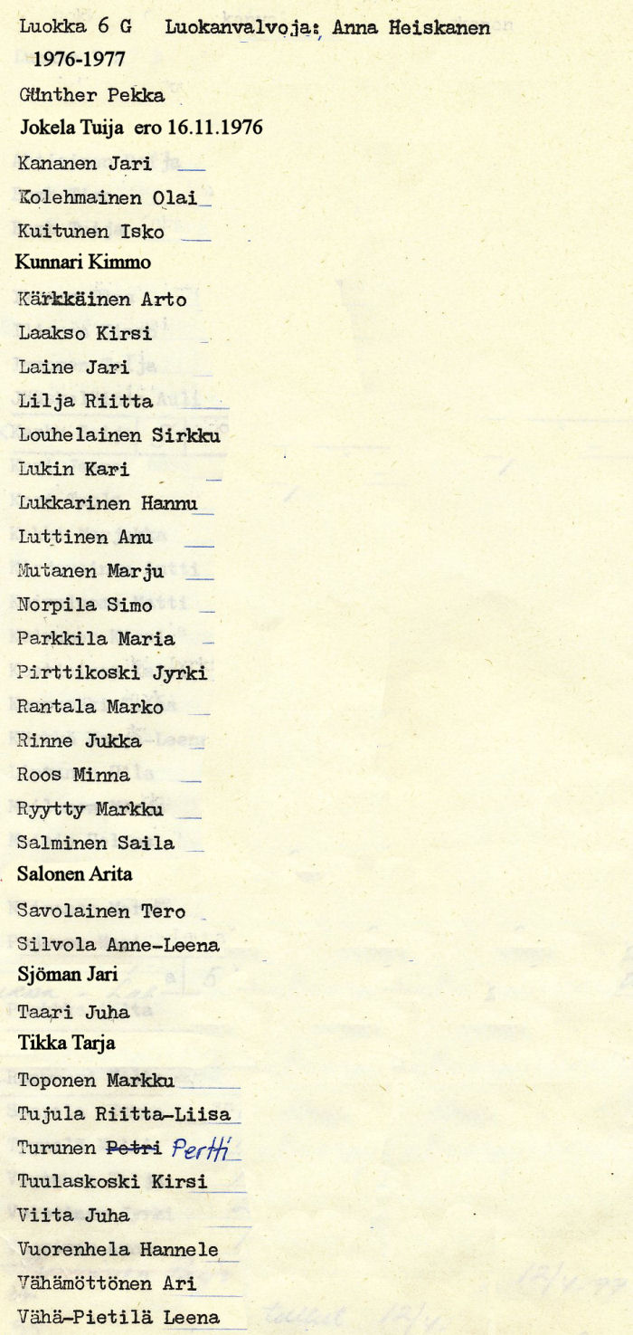 Oppilasluettelo yl�aste 1976-77 sivu 7