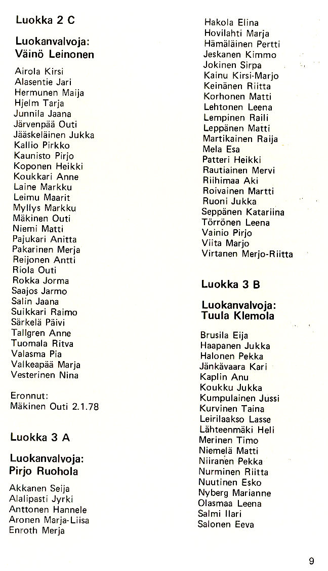 Oppilasluettelo 1977-78 sivu 3