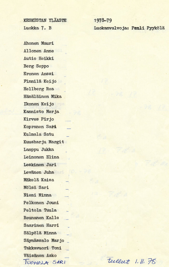 Oppilasluettelo yl�aste 1978-79 sivu 2
