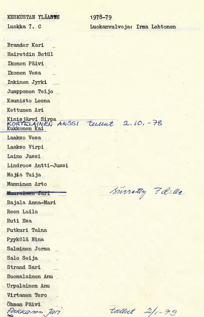 Oppilasluettelo yl�aste 1978-79 sivu 3