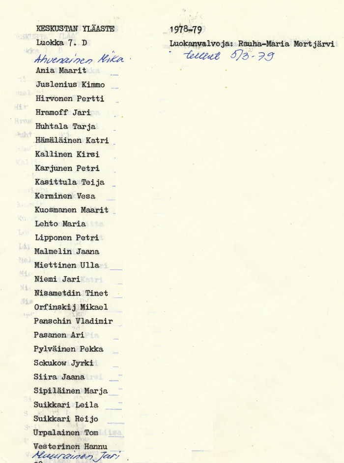 Oppilasluettelo yl�aste 1978-79 sivu 4