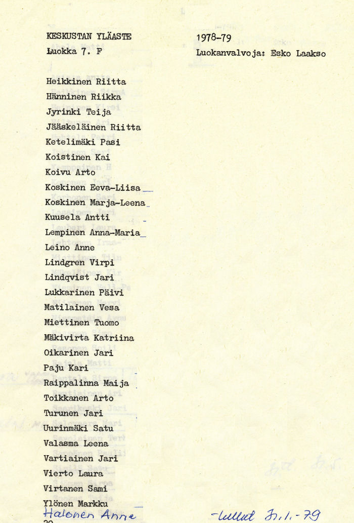 Oppilasluettelo yl�aste 1978-79 sivu 6