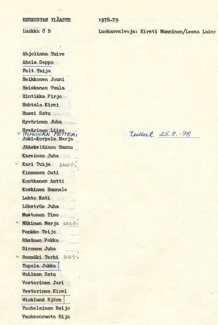 Oppilasluettelo yl�aste 1978-79 sivu 8