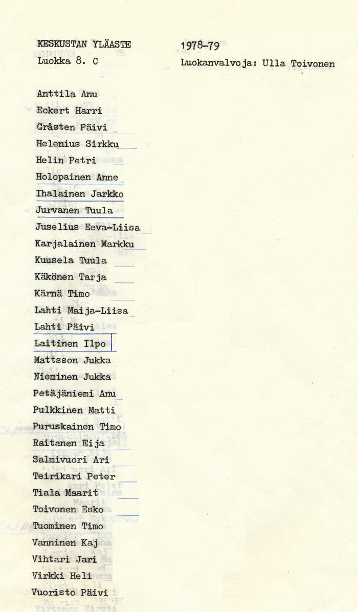 Oppilasluettelo yl�aste 1978-79 sivu 9