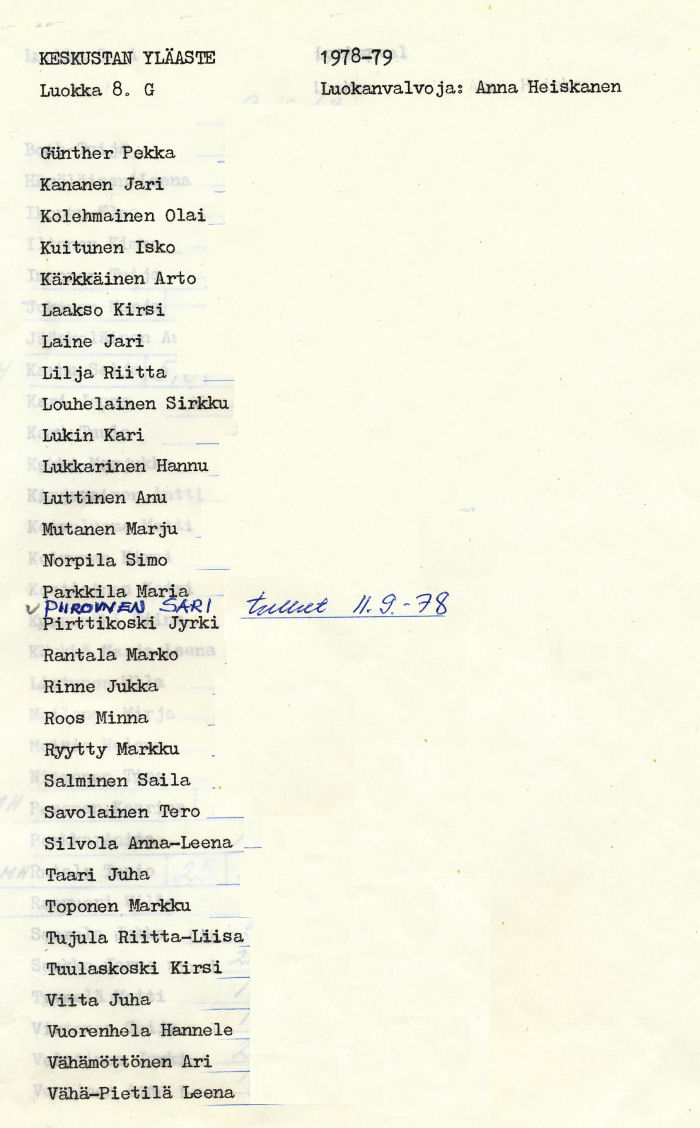 Oppilasluettelo yl�aste 1978-79 sivu 13