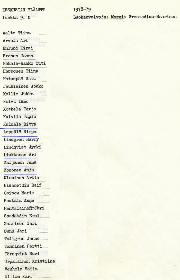 Oppilasluettelo yl�aste 1978-79 sivu 17