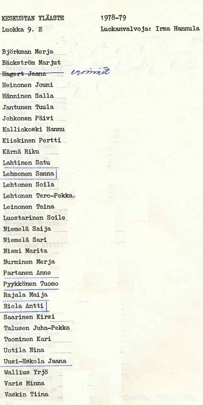 Oppilasluettelo yl�aste 1978-79 sivu 18