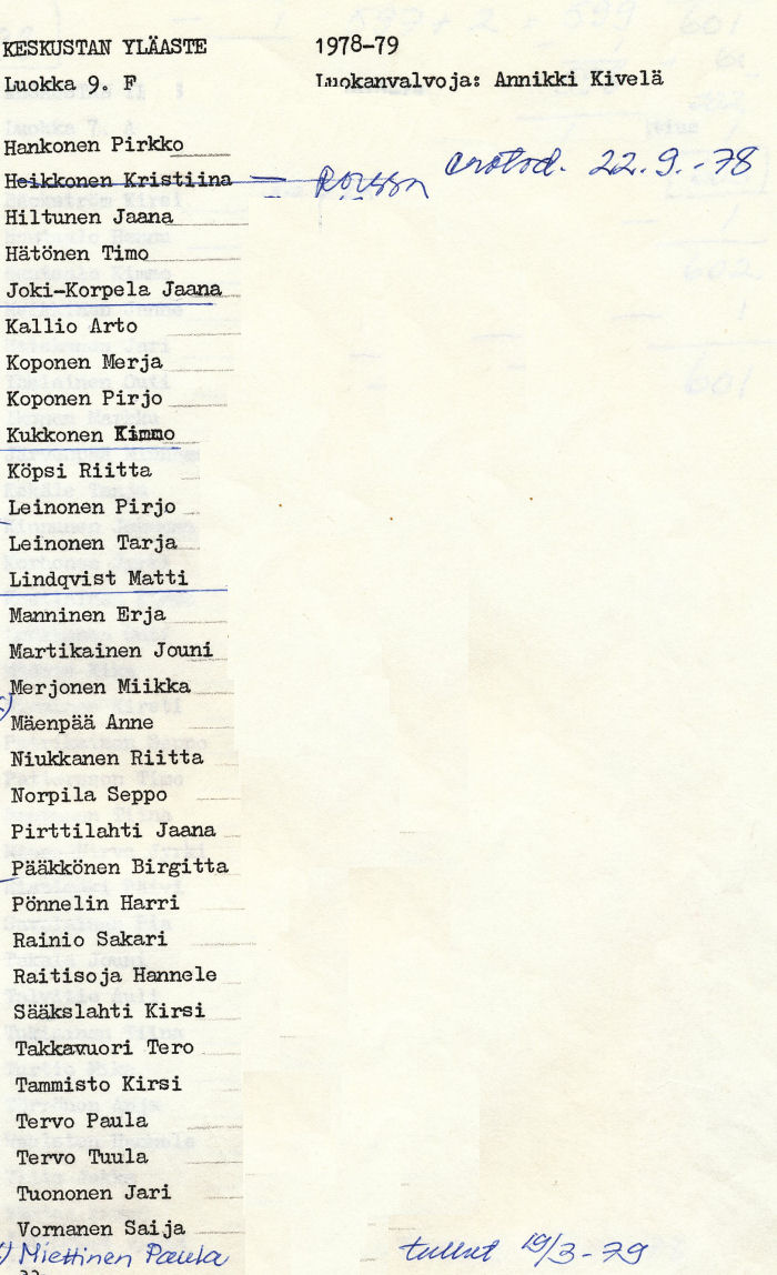 Oppilasluettelo yl�aste 1978-79 sivu 18