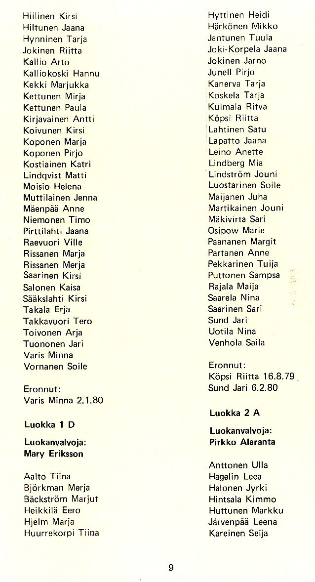 Oppilasluettelo 1979-80 sivu 2