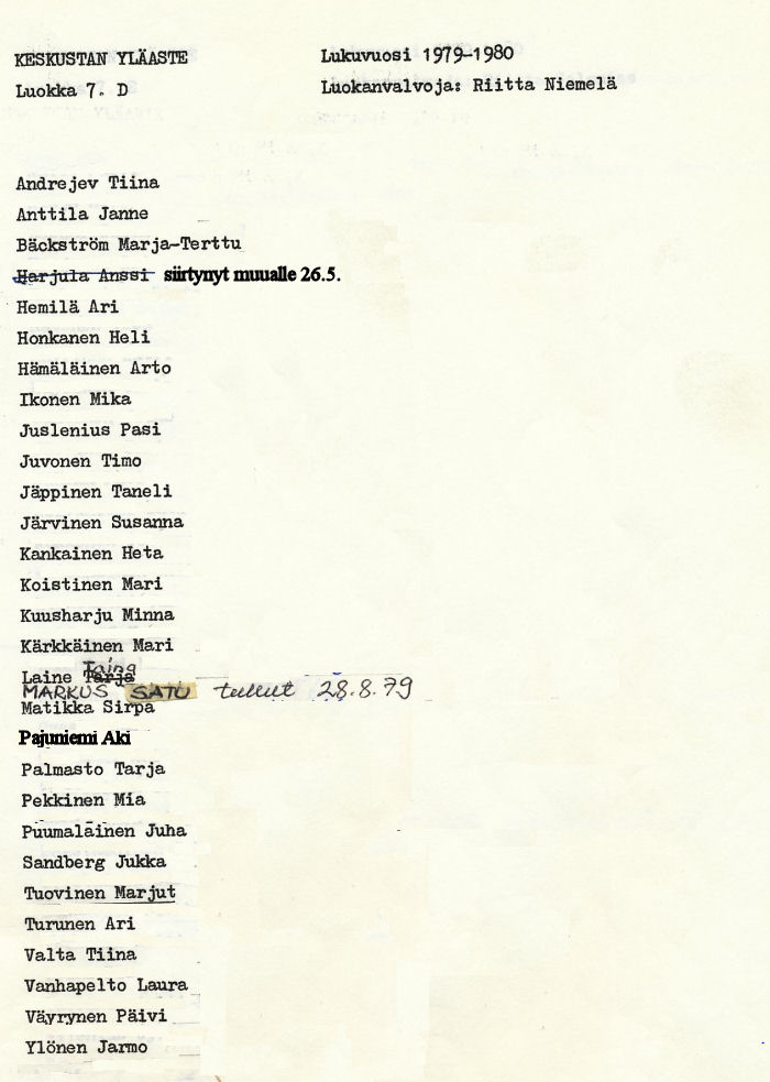 Oppilasluettelo yl�aste 1979-80 sivu 4