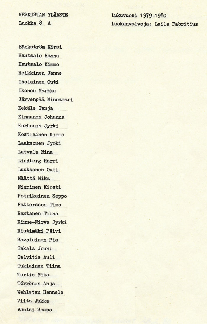 Oppilasluettelo yl�aste 1979-80 sivu 7
