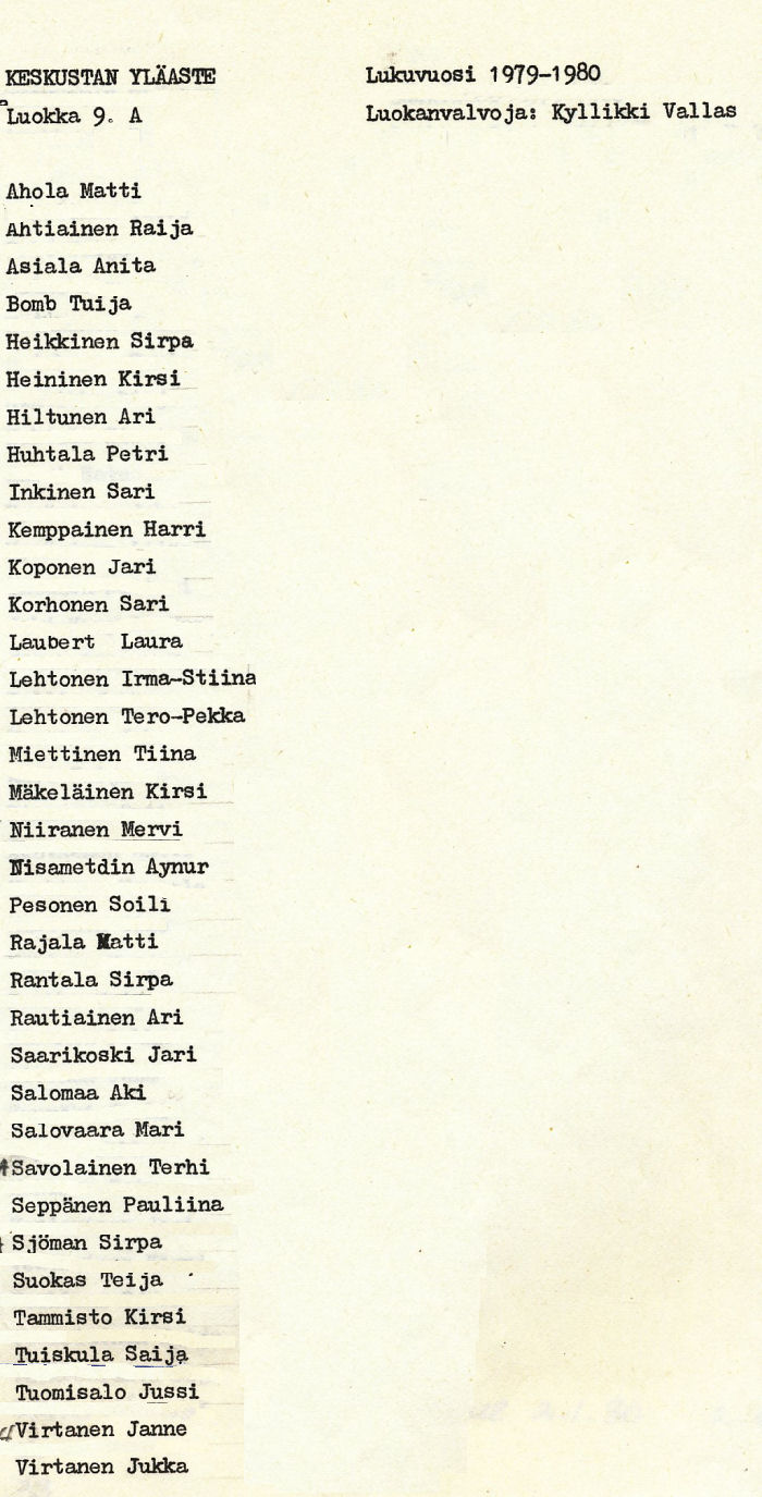 Oppilasluettelo yl�aste 1979-80 sivu 13