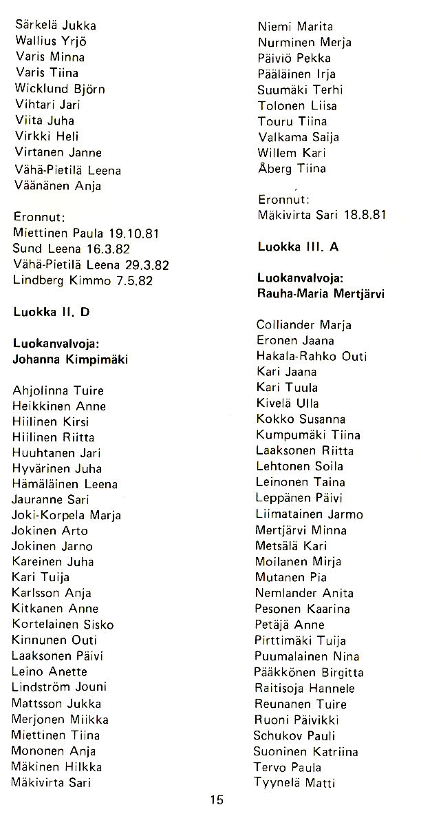 Oppilasluettelo 1981-82 sivu 4