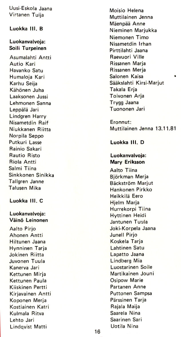 Oppilasluettelo 1981-82 sivu 5