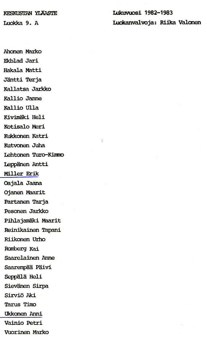 Oppilasluettelo yl�aste 1982-83 sivu 12