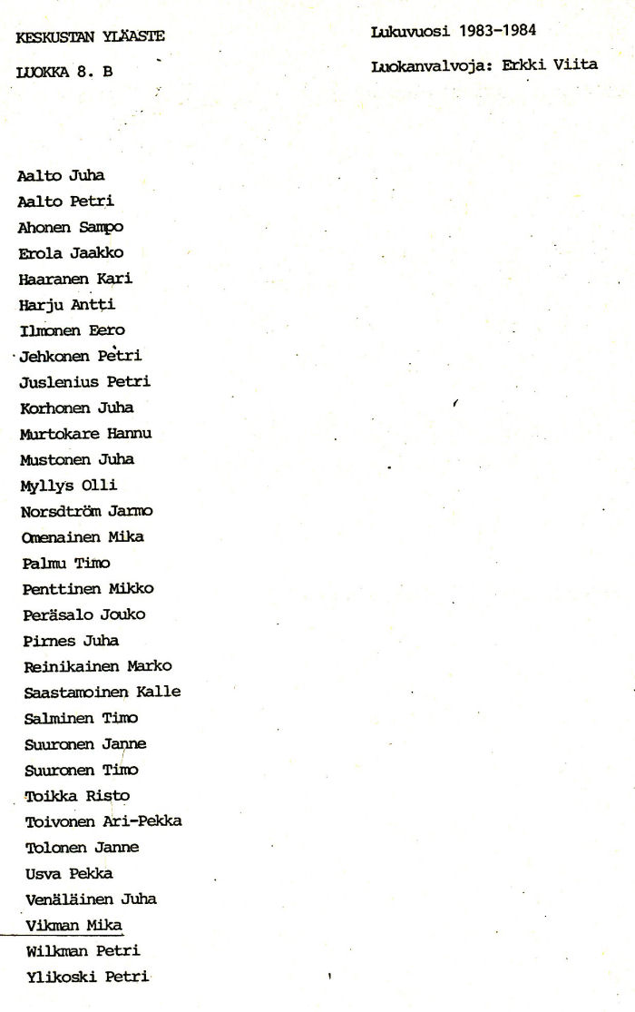 Oppilasluettelo yl�aste 1983-84 sivu 7