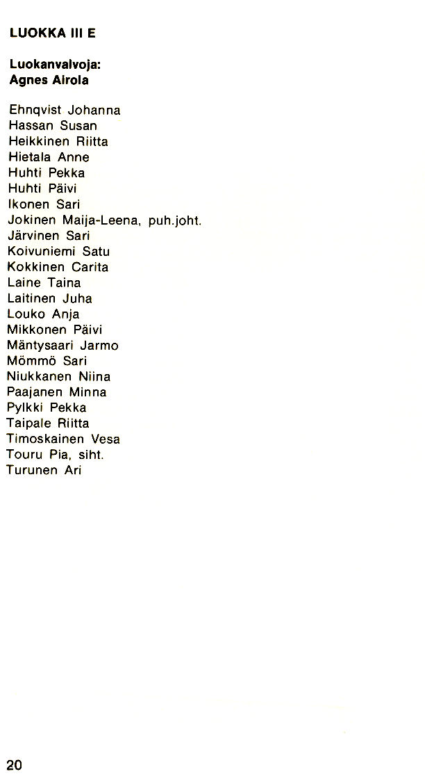 Oppilasluettelo 1984-85 sivu 8