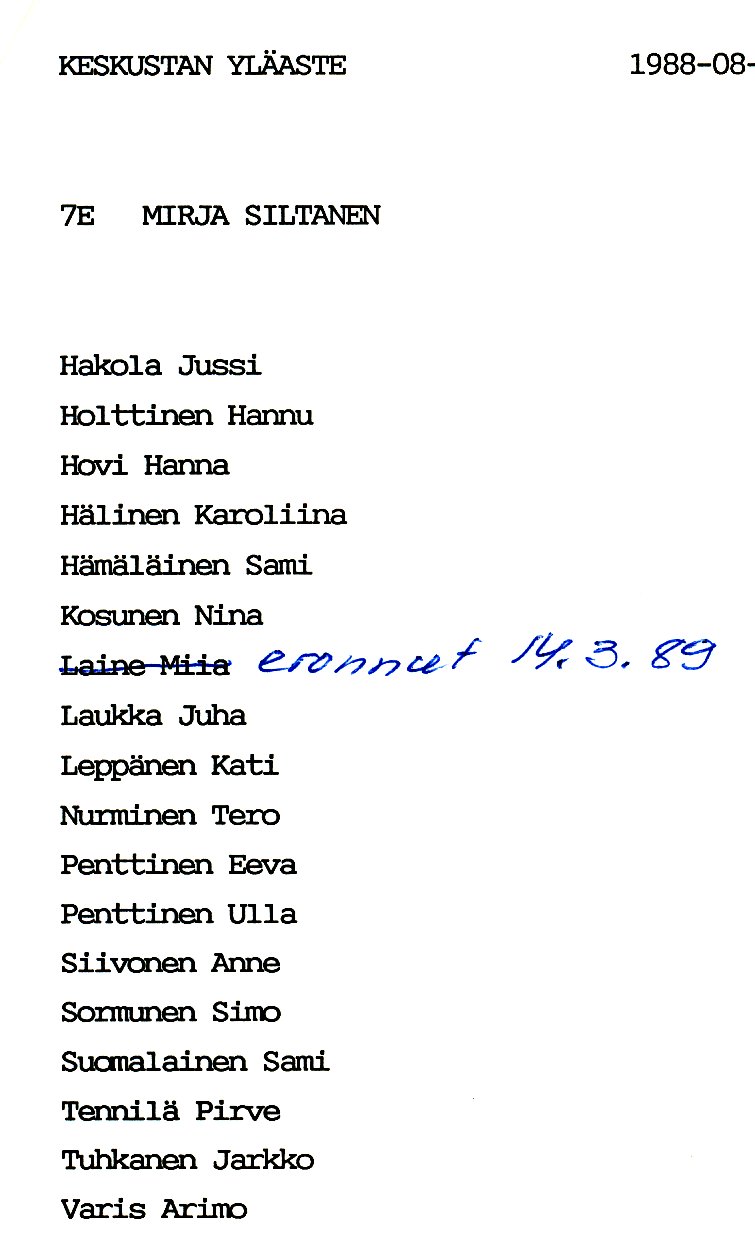 Oppilasluettelo yl�aste 1988-89 sivu 5