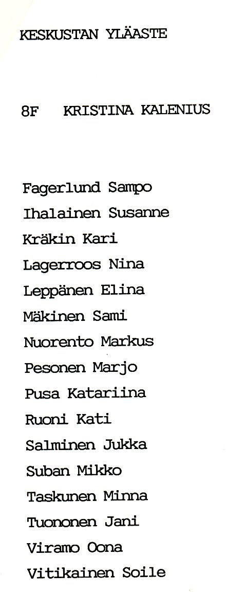 Oppilasluettelo yl�aste 1988-89 sivu 17