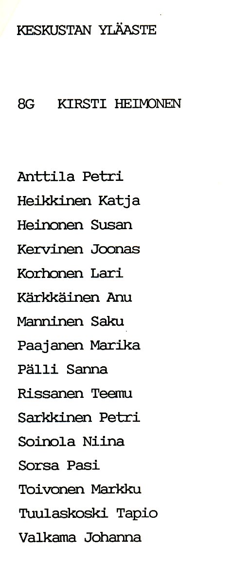 Oppilasluettelo yl�aste 1988-89 sivu 18