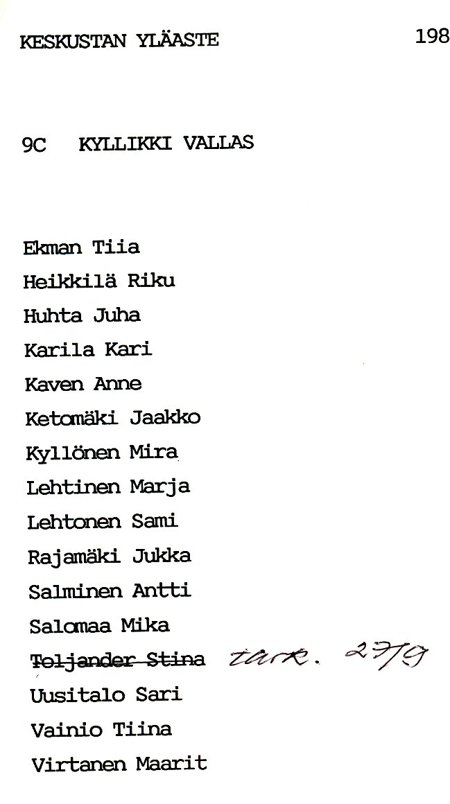 Oppilasluettelo yl�aste 1988-89 sivu 25