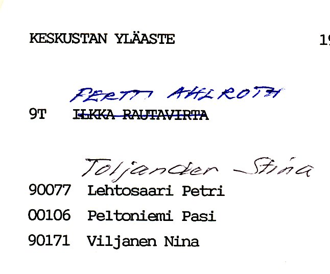 Oppilasluettelo yl�aste 1988-89 sivu 33