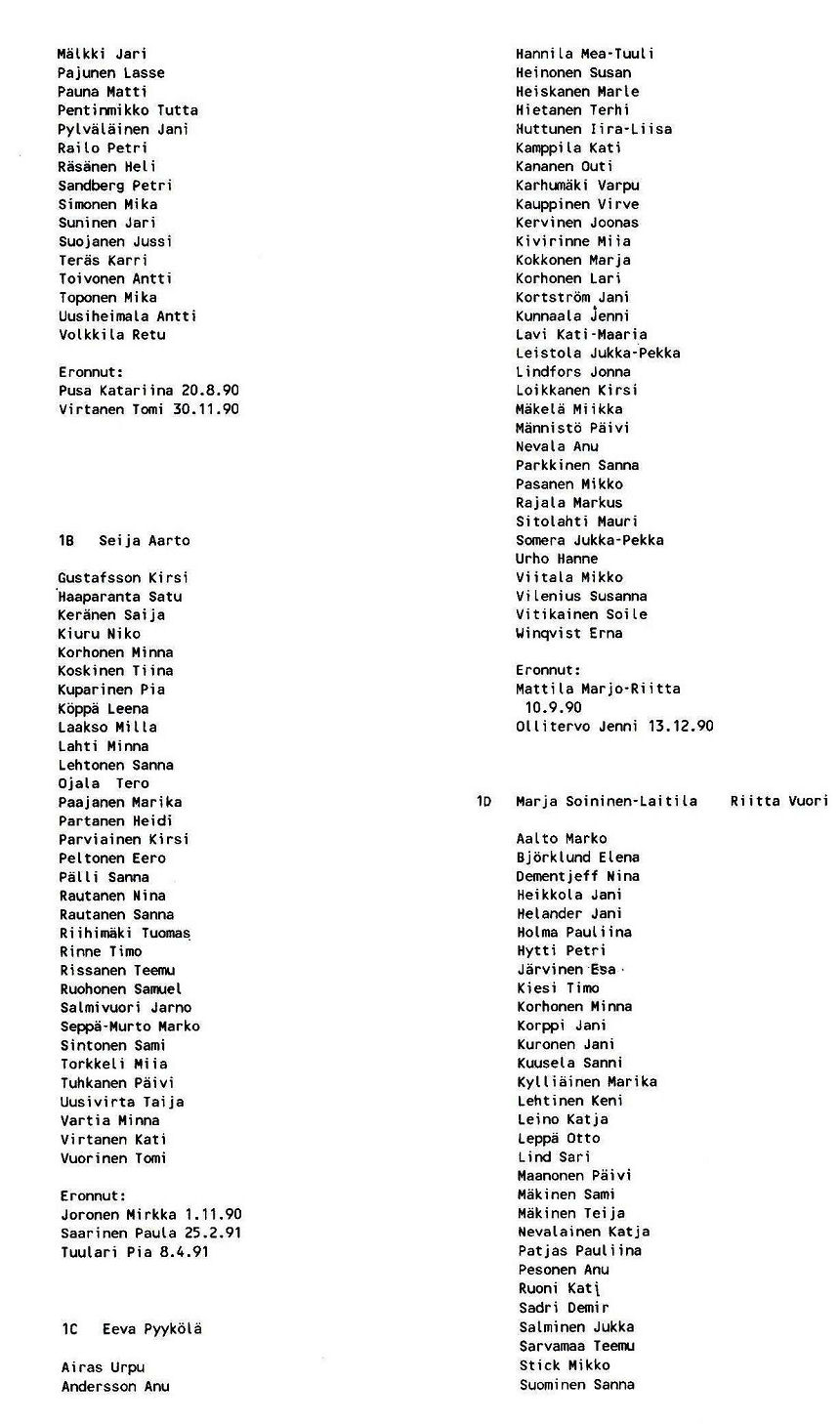 Yhteiskoulun ja Lukkon oppilasluetteon 1990-91 sivu 5