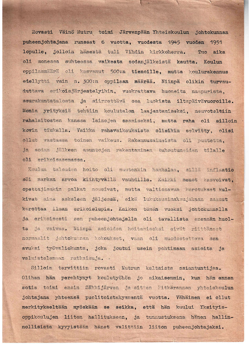 V�in� Mutrun muotokuvan paljastuspuhe