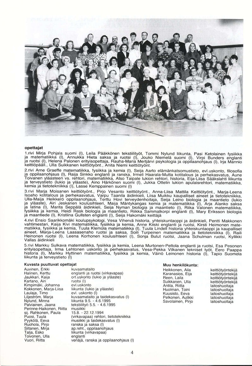 OPETTAJAT 1994-1995